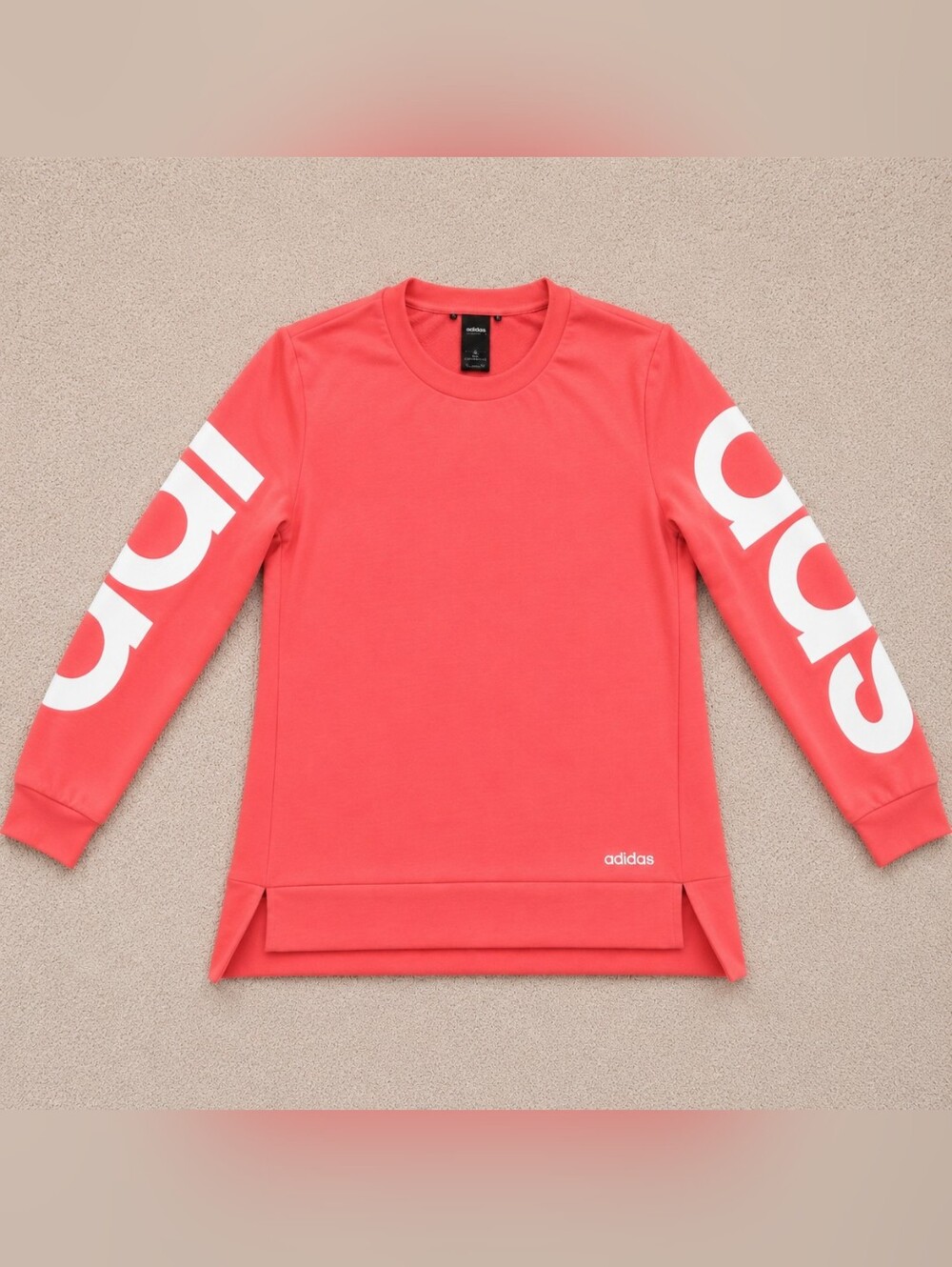 Adidas Climalite Pink Logo Sleeve Sweatshirt Womens Large Athletic Pullover